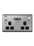 Bg 2 Gang 13amp Switched Socket With Outboard Rockers + 2 x USB (2.1A)