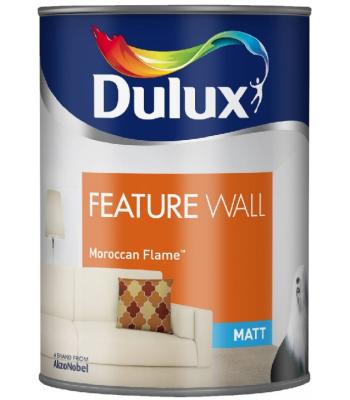 Dulux Paint Feature Wall Matt Emulsion 11 Colours Moroccan Flame 1.25 Liter