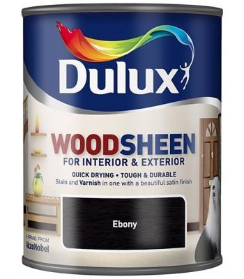 Dulux Wood Sheen Interior and Exterior Wood Stains and Varnish Ebony750ml