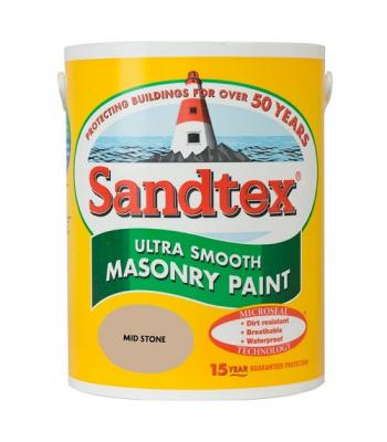 Sandtex Ultra Smooth  Masonry Paint Microseal Technology 5 Litre Mid Stone