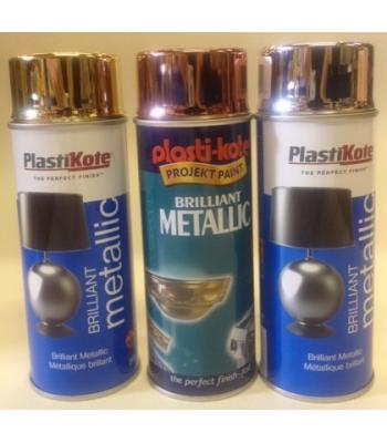 Plastikote Brilliant Metallic Spray Paint 400 ml for Wood Metal and Craft