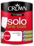 Crown Solo One Coat Gloss Paint Pure Brilliant White 750ml Time saver  