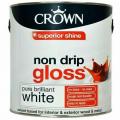 Crown Non Drip Gloss Pure Brilliant White for Wood and Metal Interior and Exterior use 750ml