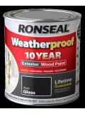 Ronseal Weatherproof 10 Year Exterior Wood Paint Gloss 2.5L Black